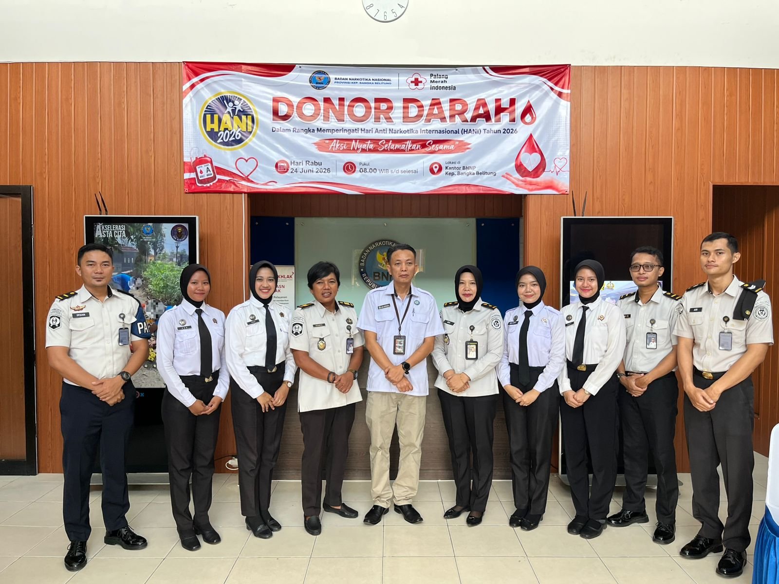 Dukung Aksi Kemanusiaan Hari Anti Narkotika Internasional 2026, Jajaran Pegawai Lapas Perempuan Pangkalpinang Donorkan Darah di Kantor BNNP Kepulauan Bangka Belitung